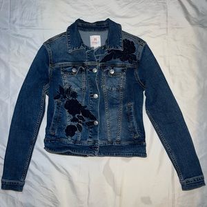 Rose Embroidered Jean Jacket